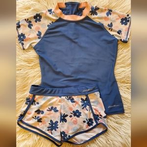 Eddie Bauer Girls Rashguard and Swim Shorts Size 10/12